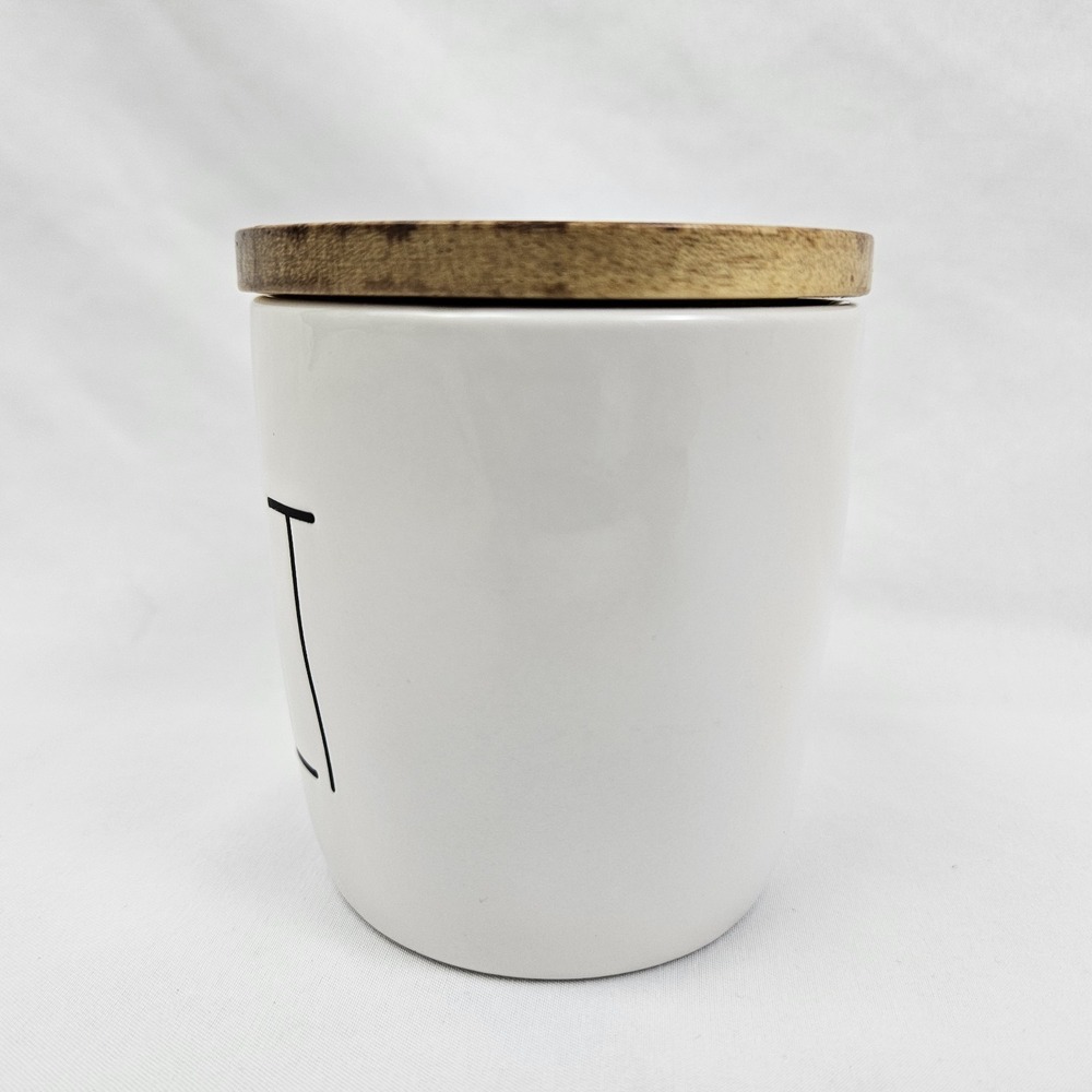 Rae Dunn Ceramic Salt Cellar Canister with Wooden Lid Farmhouse Decor White - Picture 8 of 12